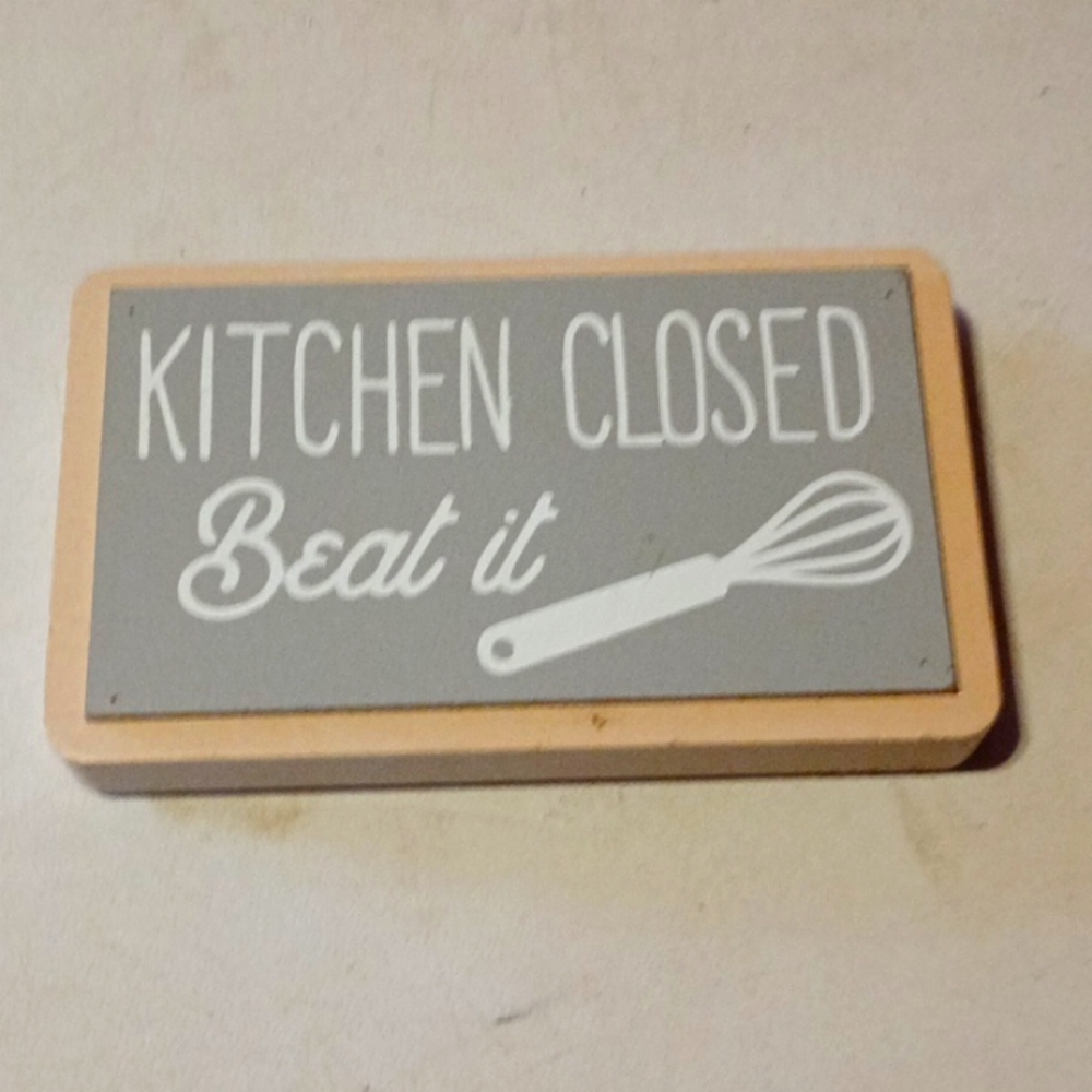 reversible wooden sign - Kitchen Open & Kitchen Closed
